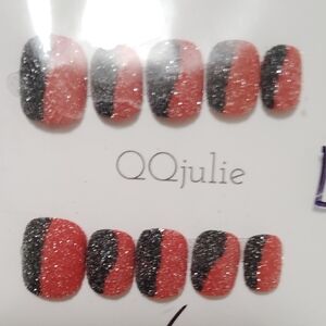 QQjulie Glitter Nail Wraps - Red and Black